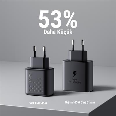 VOLTME V2111 Revo Siyah 45W CC GaN Şarj Aleti