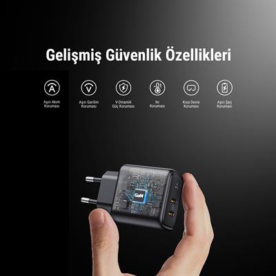 VOLTME V2111 Revo Siyah 45W CC GaN Şarj Aleti