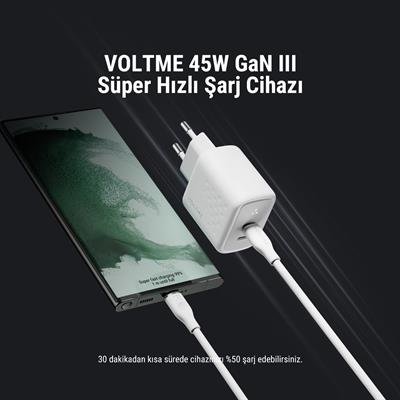 VOLTME V2112 Revo Beyaz 45W CC GaN Şarj Aleti