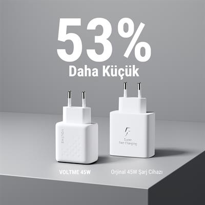 VOLTME V2112 Revo Beyaz 45W CC GaN Şarj Aleti