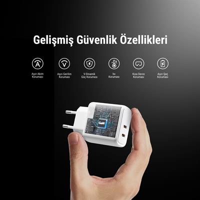 VOLTME V2112 Revo Beyaz 45W CC GaN Şarj Aleti