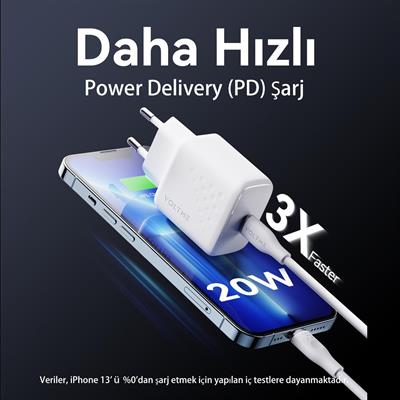 VOLTME V2345 Revo UltraThin Beyaz 20W C Şarj Aleti