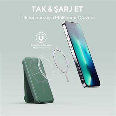 Voltme Yeşil MagPak 5000mAh Magsafe Kablosuz Powerbank- 22.5W