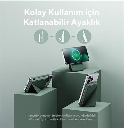 Voltme Yeşil MagPak 5000mAh Magsafe Kablosuz Powerbank- 22.5W