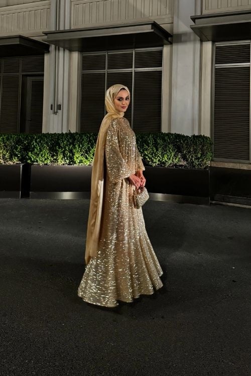 Gold Payetli Elbise