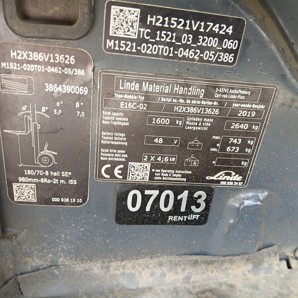 LINDE E16C-386-02 Elektrikli Forklift (F1.7013)