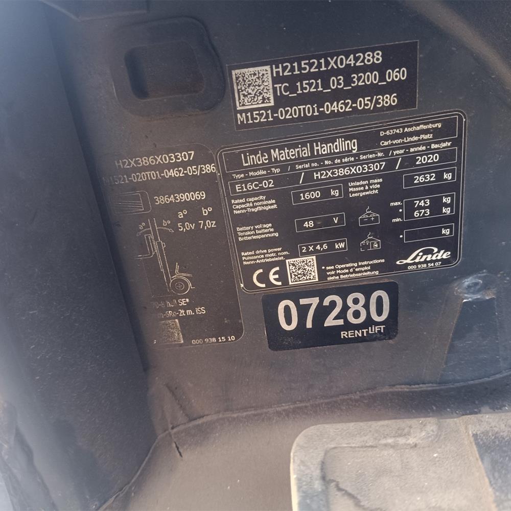 LINDE E16C-386-02 Elektrikli Forklift (F1.7280)