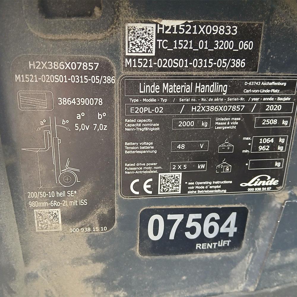 LINDE E20PL-386-02 Elektrikli Forklift (F1.7564)