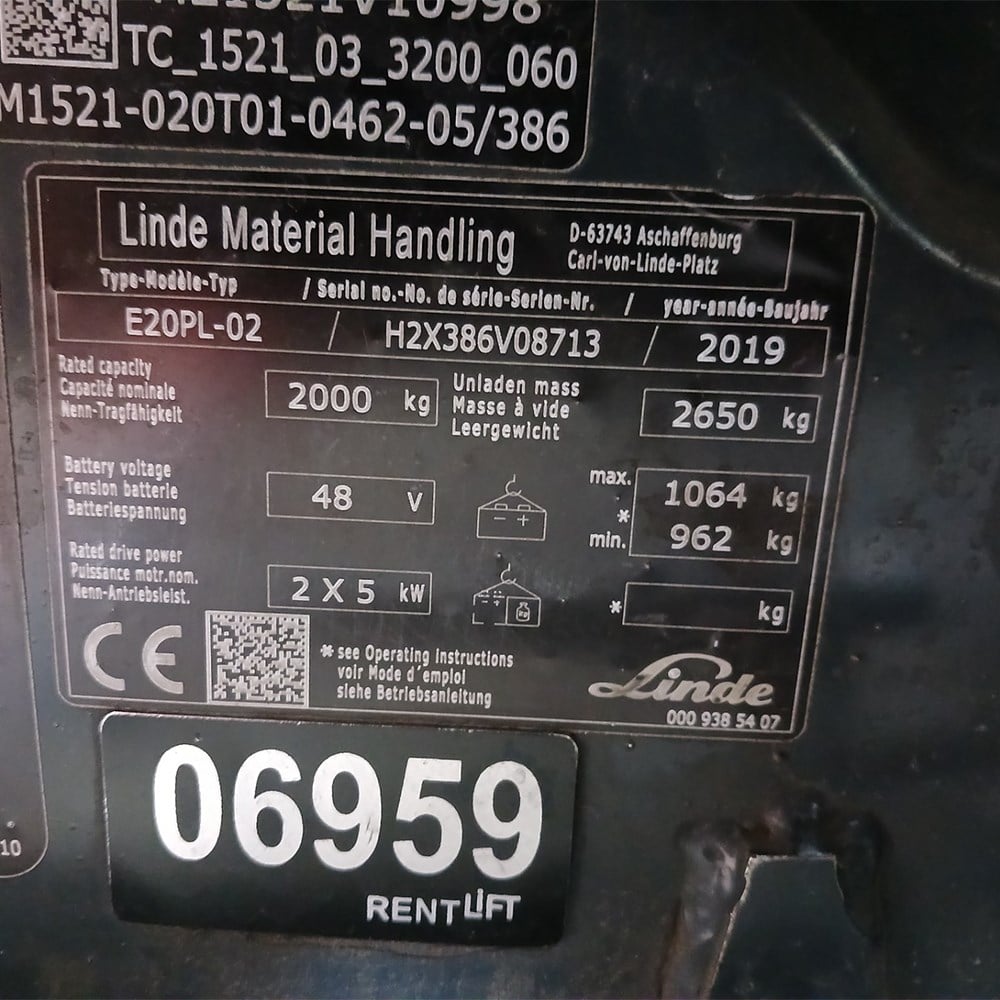 LINDE E20PL-386-02 Elektrikli Forklift (F1.6959)