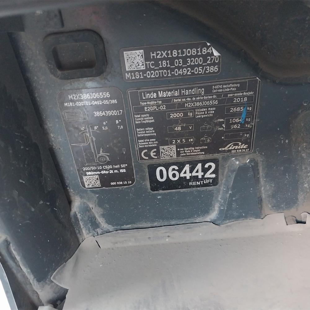 LINDE E20PL-386-02 Elektrikli Forklift (F1.6442)