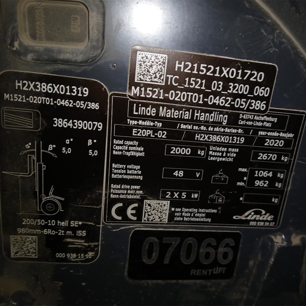 LINDE E20PL-386-02 Elektrikli Forklift (F1.7066)