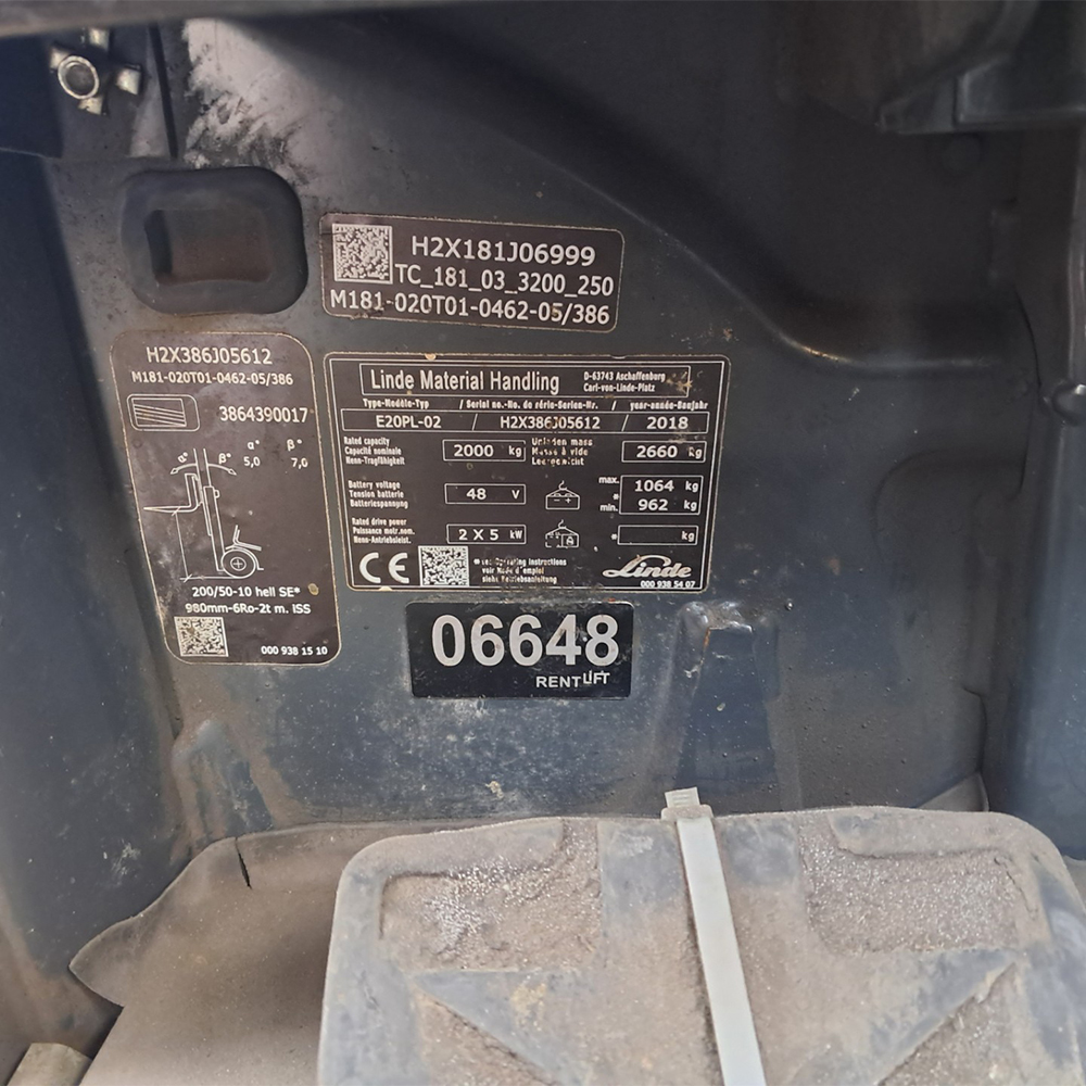 LINDE E20PL-386 Elektrikli Forklift (F1.6648)