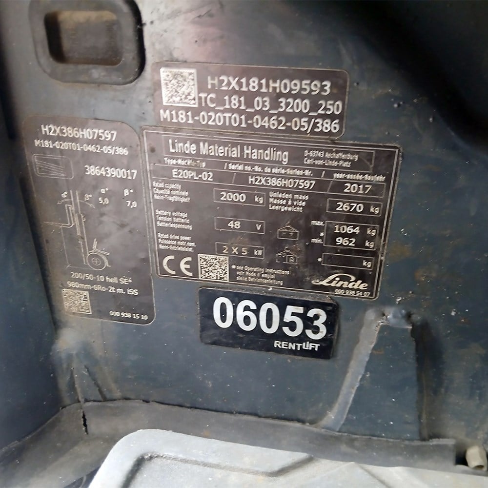 LINDE E20PL-386 Elektrikli Forklift (F1.6053)