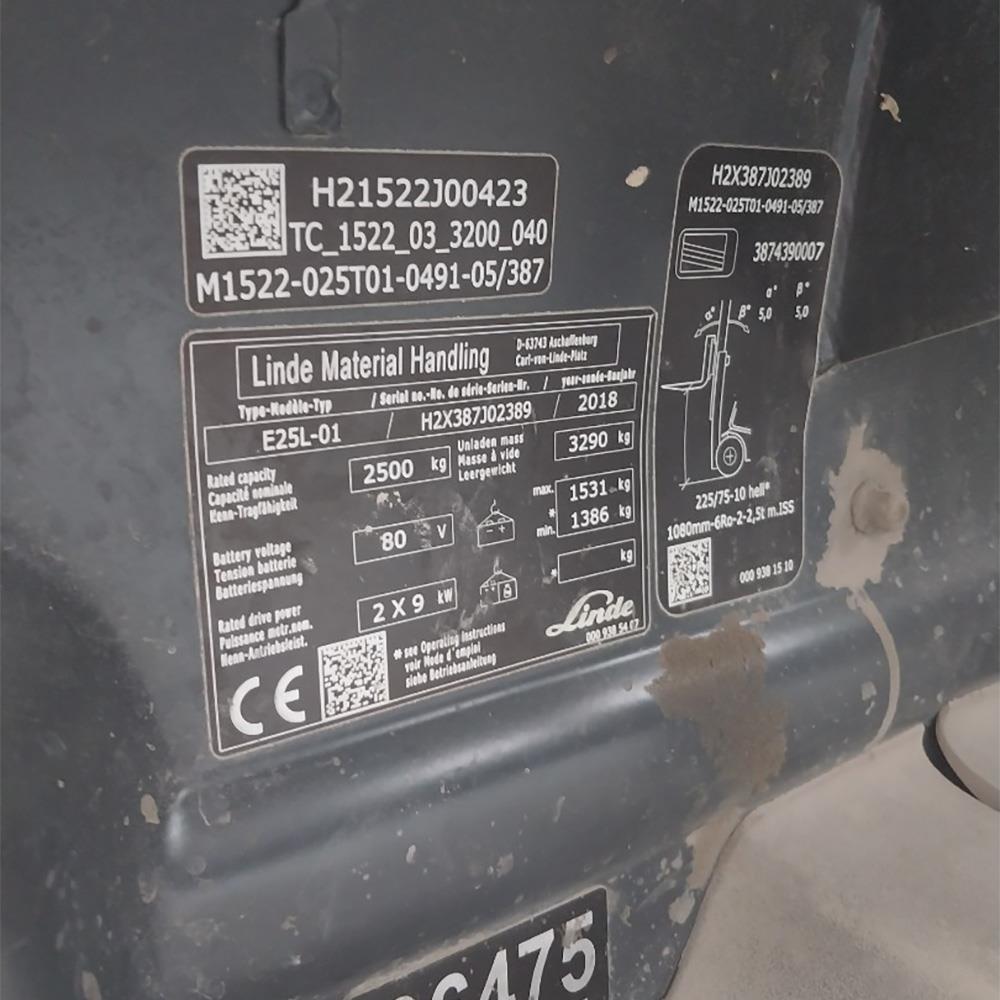 LINDE E25L-387 Elektrikli Forklift (F1.6475)