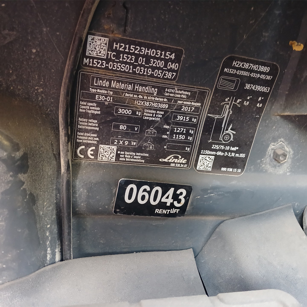 LINDE E30-387 Elektrikli Forklift (F1.6043)