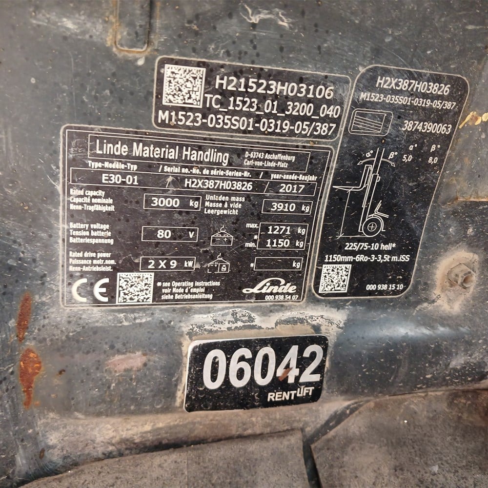 LINDE E30-387 Elektrikli Forklift (F1.6042)