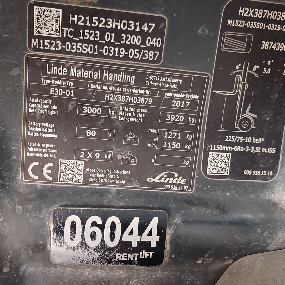 LINDE E30-387 Elektrikli Forklift (F1.6044)