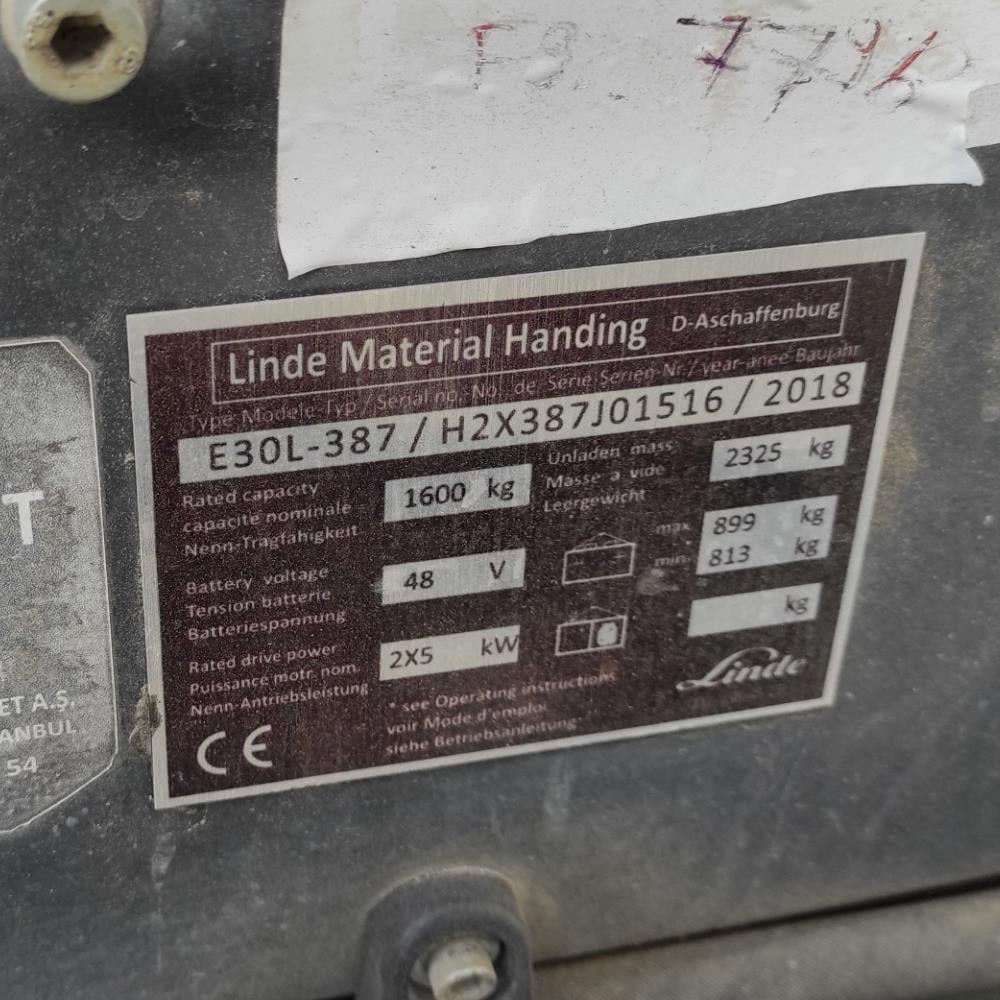 LINDE E30L-387 Elektrikli Forklift (F9.7796)