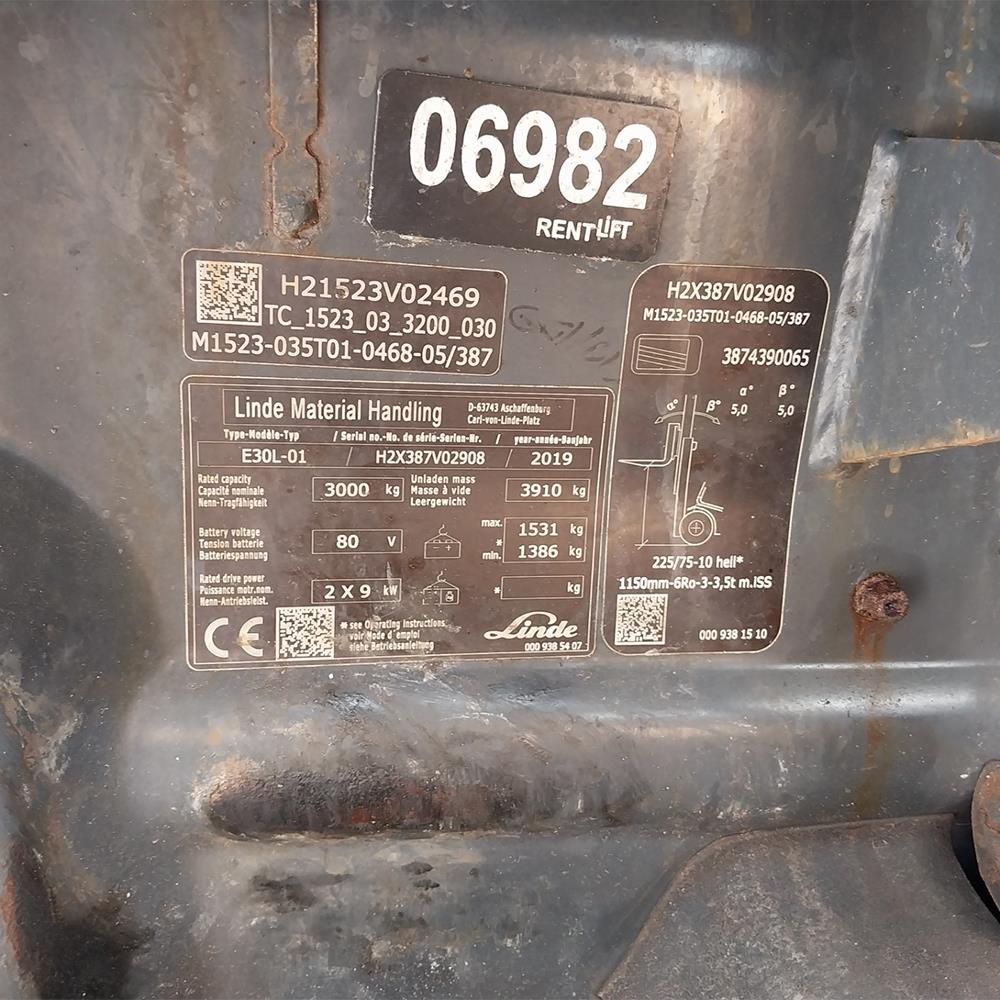 LINDE E30L-387 Elektrikli Forklift (F1.6982)