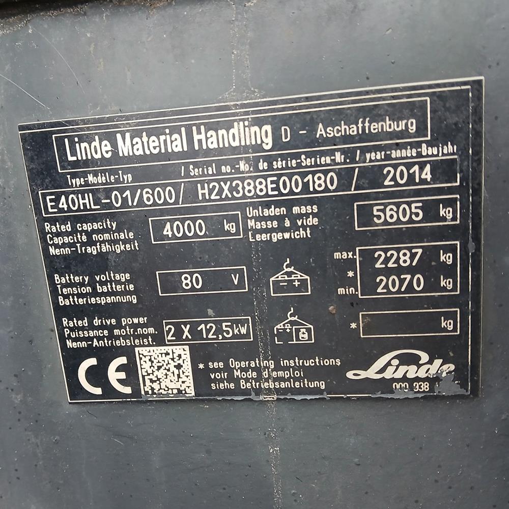 LINDE E40/600HL-388 Elektrikli Forklift (F1.3861)