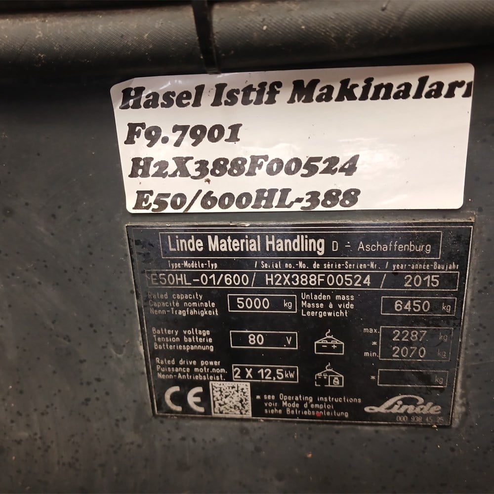 LINDE E50/600HL-388 Elektrikli Forklift (F9.7901)