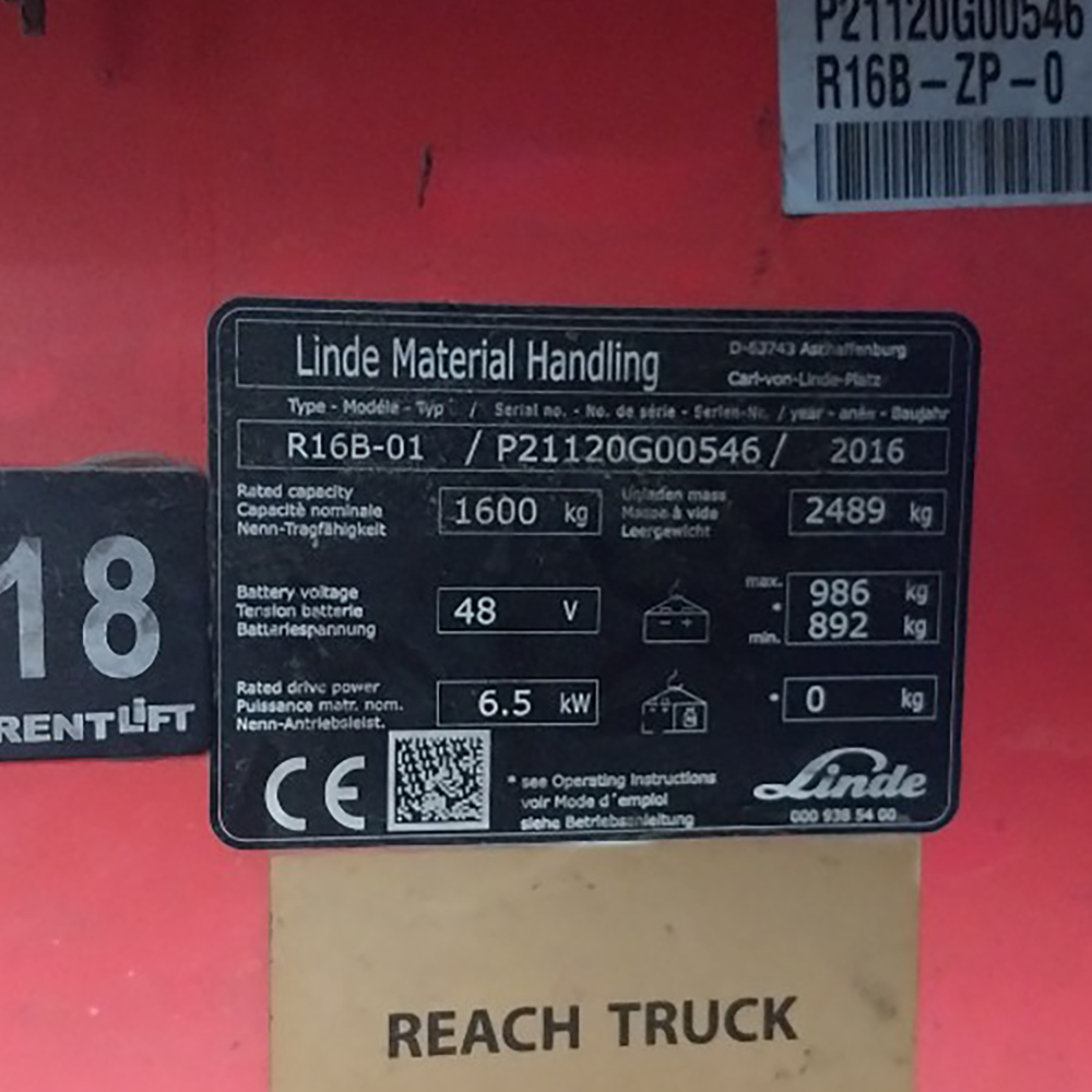 LINDE R16B-1120  Reach Truck (F1.4918)