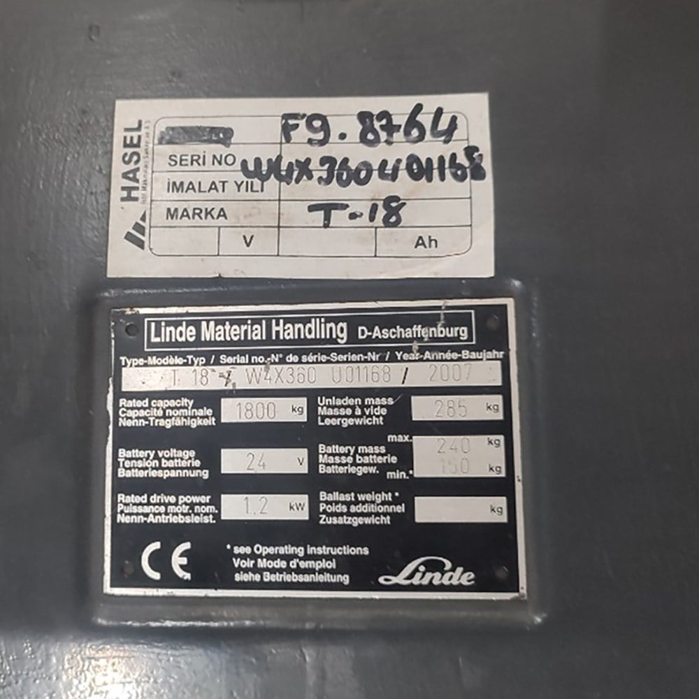 LINDE T18-1152  Elektrikli Transpalet (F9.8764)