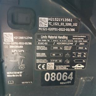 LINDE E16C-386-02 Elektrikli Forklift (F1.8064)