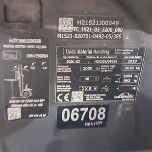LINDE E20L-386 Elektrikli Forklift (F1.6708)