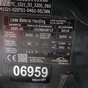 LINDE E20PL-386-02 Elektrikli Forklift (F1.6959)