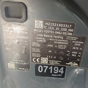 LINDE E20PL-386-02 Elektrikli Forklift (F1.7194)