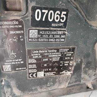 LINDE E20PL-386-02 Elektrikli Forklift (F1.7065)