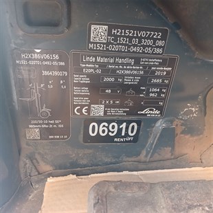 LINDE E20PL-386 Elektrikli Forklift (F1.6910)