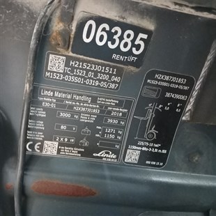 LINDE E30-387 Elektrikli Forklift (F1.6385)