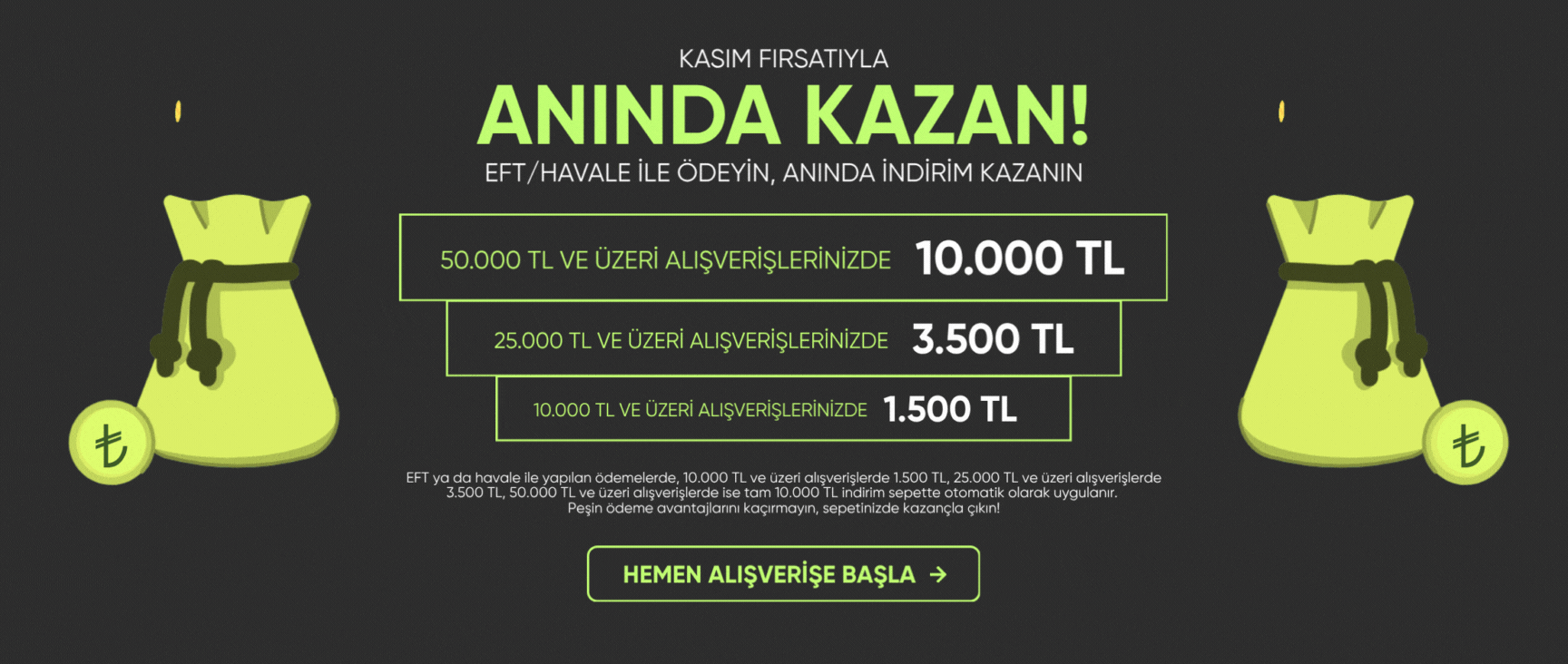 EFT/Havale ile Öde, Sepette Anında Kazan!