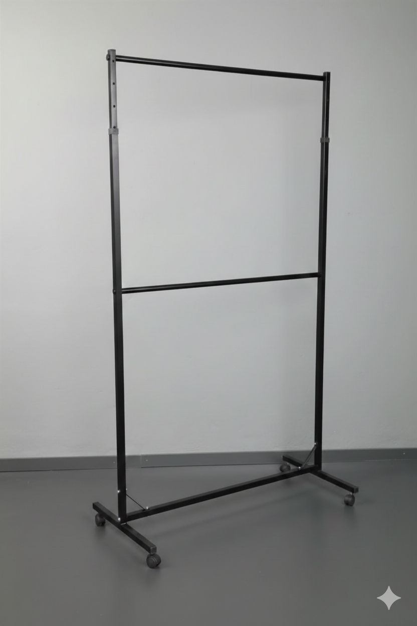 Çift Katlı Siyah Askılık Standı