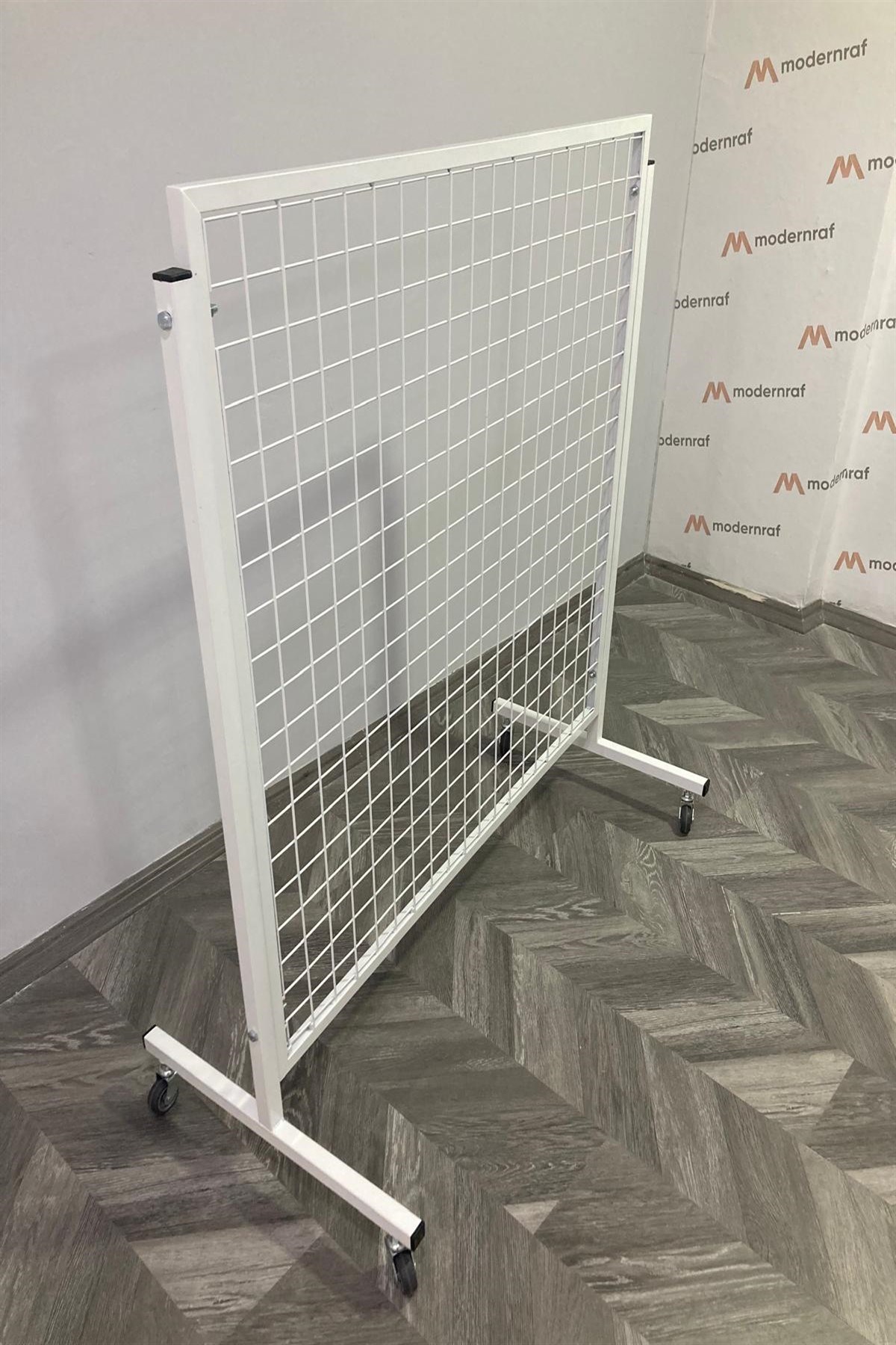 Profil Ayaklı Orta Reyon Tel Raf Stand Beyaz