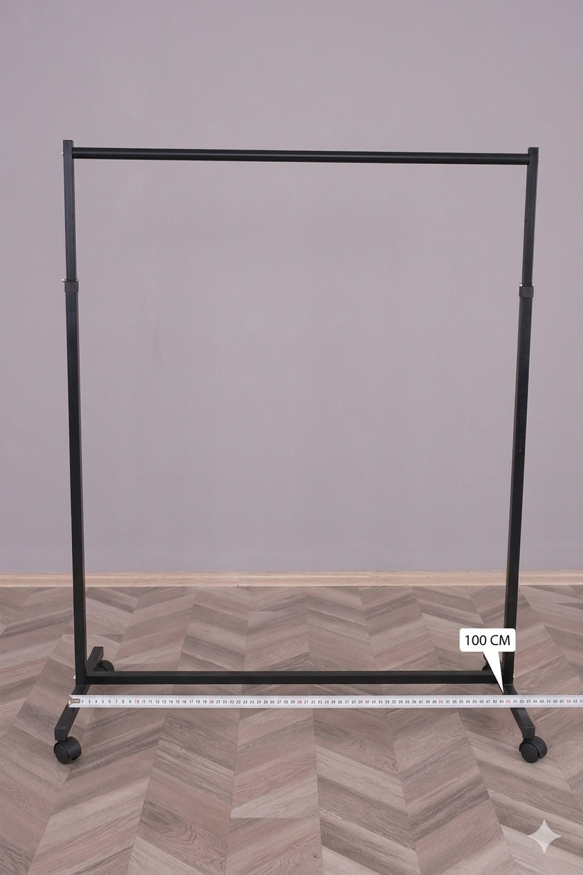 Tekli Ayarlı Siyah Ekonomik Askılık 100 cm