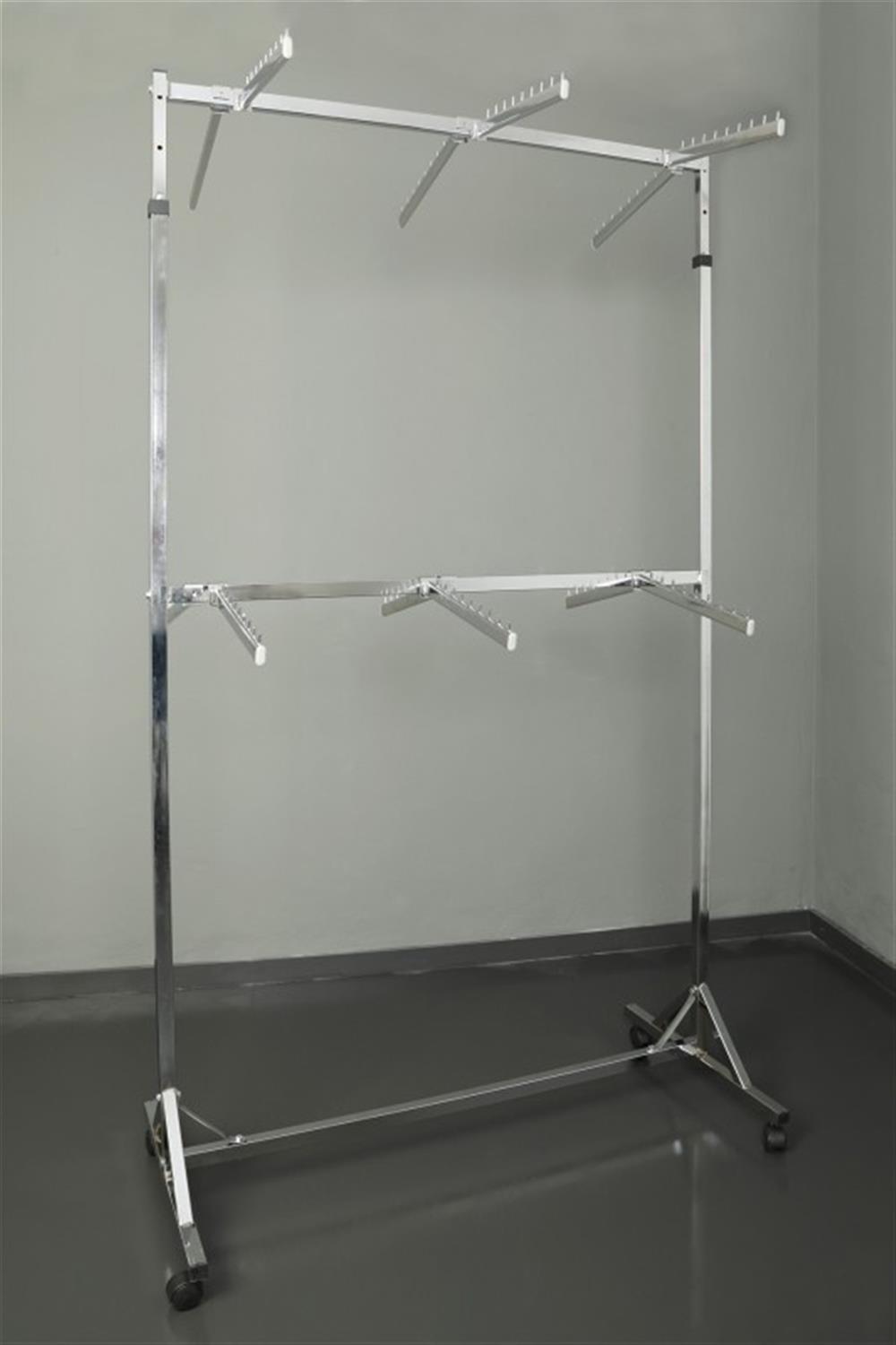 Çift Katlı Çift Taraflı 12 Bastonlu Krom Stand