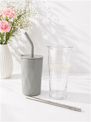 H2O Detoks Hazneli Çelik Pipetli Termos Kupa – Mint Yeşili