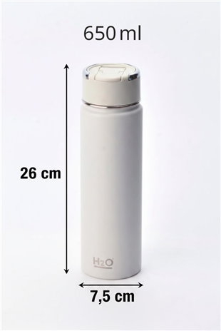 H2O Pipetli Termos Matara 650 ml – Gri