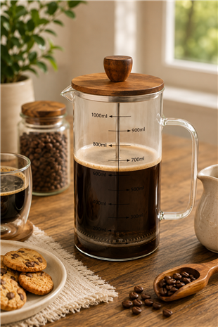 12 - AKASYA KAPAKLI FRENCH PRESS 1000 ML