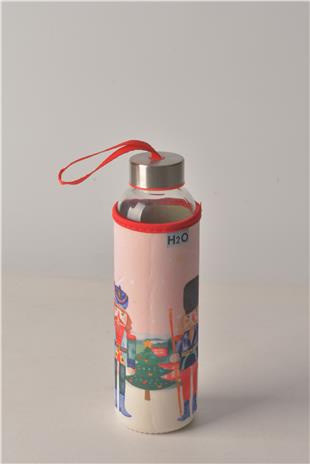 H2O Yeni Yil Desen Kilifli 500 ML.Cam Matara