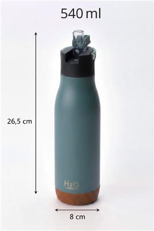 H2O Açılır Kapaklı Çelik Termos Matara 540 ml – Yeşil 