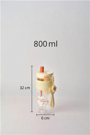 H2O Detoks Hazneli Pipetli Matara 800 ml – Krem