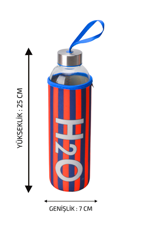H2O Desenli Kilifli 750 Ml Cam Matara * Çizgi