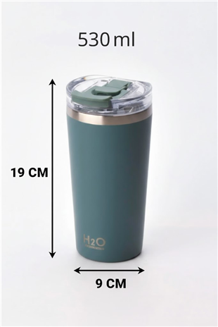 H2O Açılır İçme Uçlu Çelik Termos Kupa 530 ml – Yeşil 