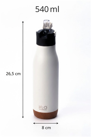 H2O Açılır Kapaklı Çelik Termos Matara 540 ml – Gri 