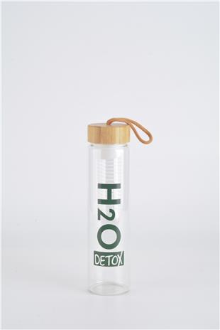 H2O DETOX Bambu Kapaklı Cam Matara