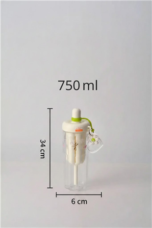 H2O Detoks Hazneli Tritan Matara 750 ml – Krem